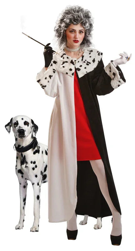 Disfraz de Cruella de Vil con Abrigo para Mujer Cruella de Vil El Rey del Carnaval